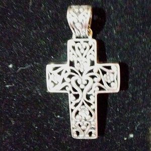C.P. Sterling Silver Signed Filigree Cross Pendant